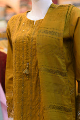 3-PC Stitched Suit With Farshi Shalwar | S4